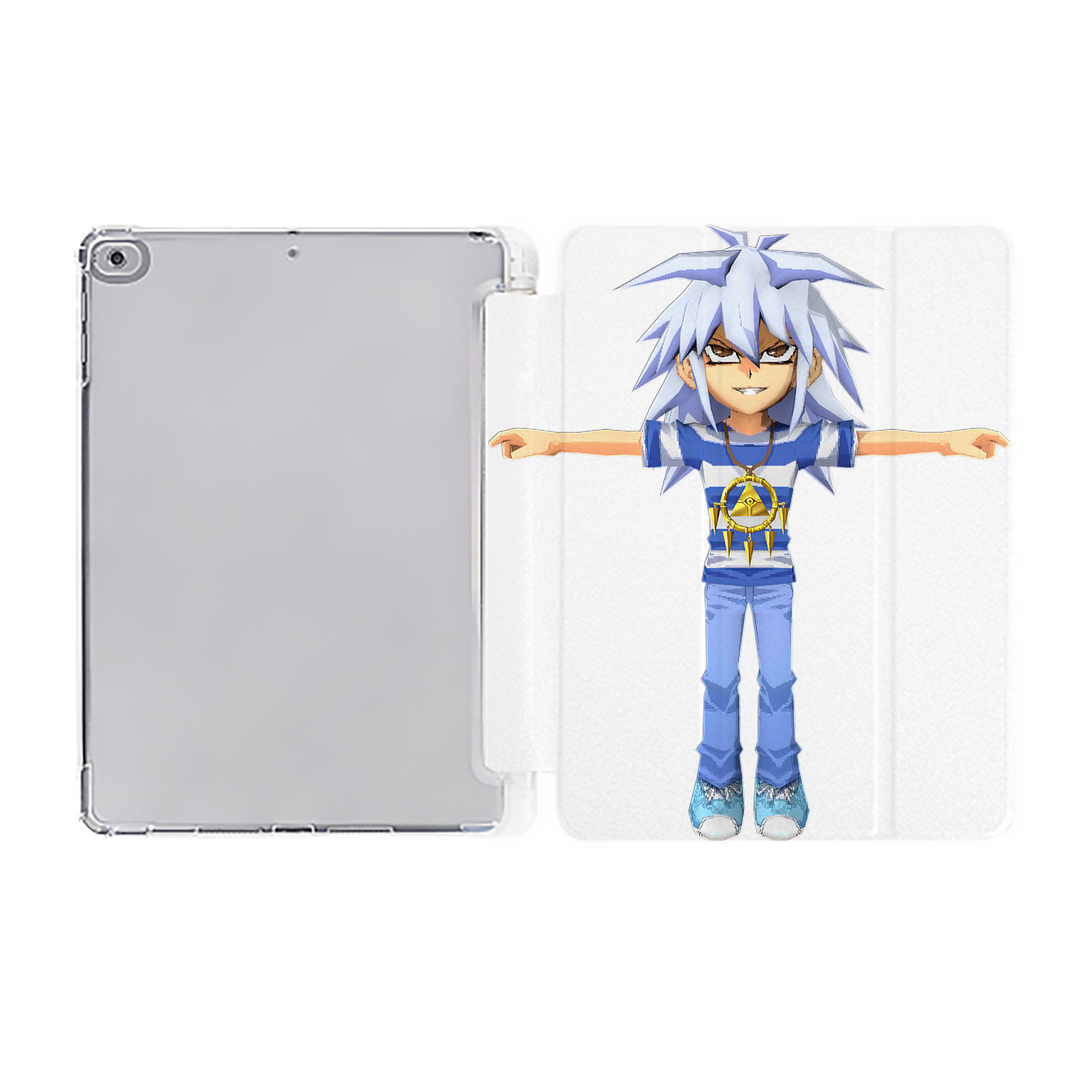 （画像用） 遊☆戯☆王 Yu-Gi-Oh! IPad ケース ペン収納付き 三つ折りスタンド PUレザー×シリコン 対応機種9.5/10.5/10.9インチ